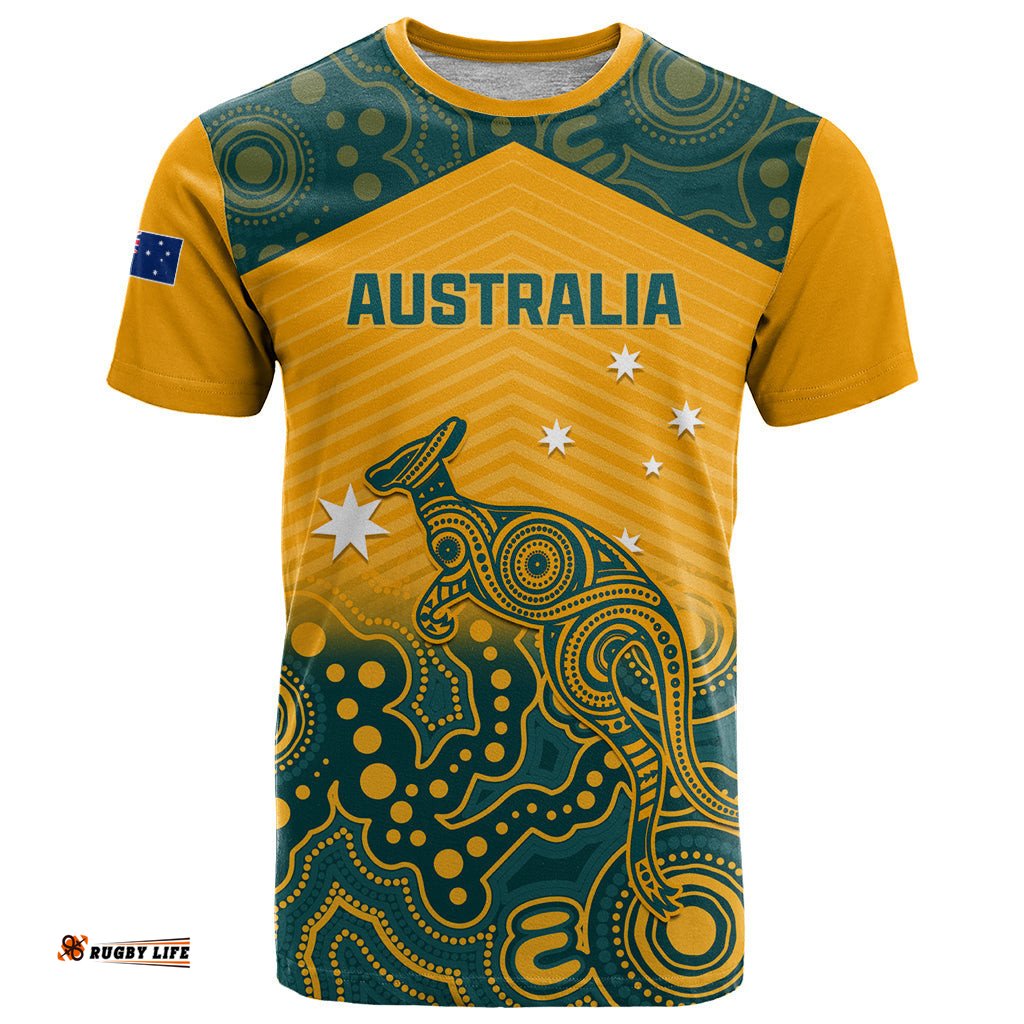 custom australia rugby t shirt wallabies aboriginal pattern