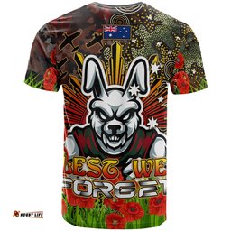 rabbitohs rugby t shirt anzac souths with remembrance poppy and indigenous patterns t shirt