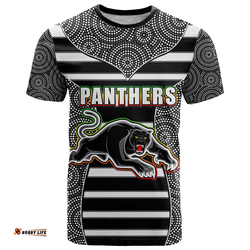 nrl panthers t shirt mix dot aboriginal black version