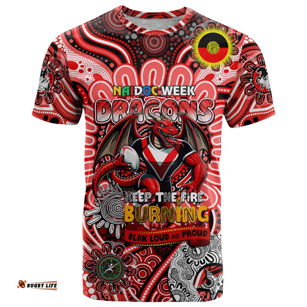 custom naidoc week 2024 dragons t shirt mascot rugby dt02