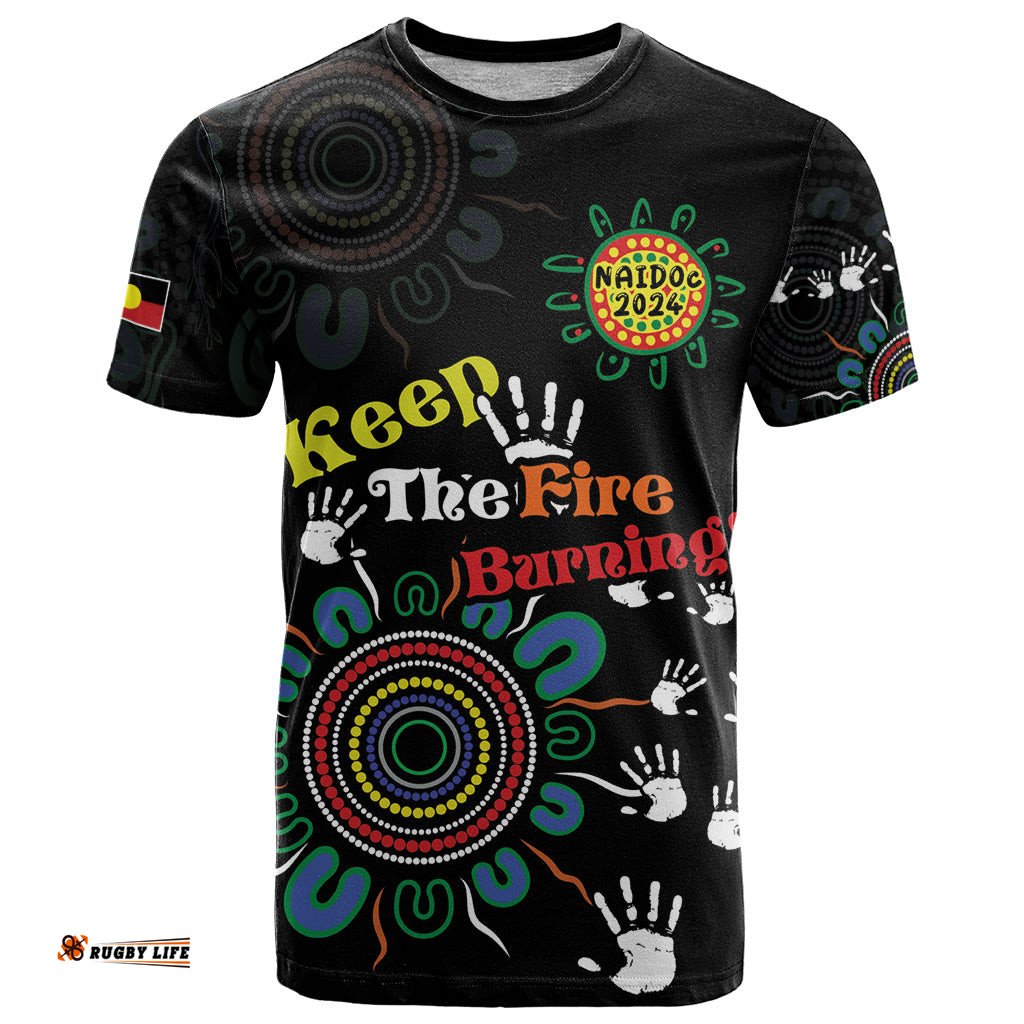 naidoc 2024 indigenous aboriginal t shirt the fire burns forever