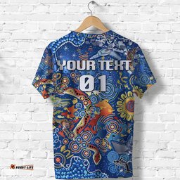 custom personalised parramatta t shirt eels indigenous naidoc vibes blue custom text and number