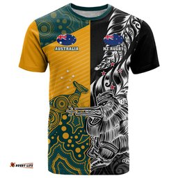 custom new zealand and australia rugby t shirt wallabies kiwi silver fern 2023 world cup