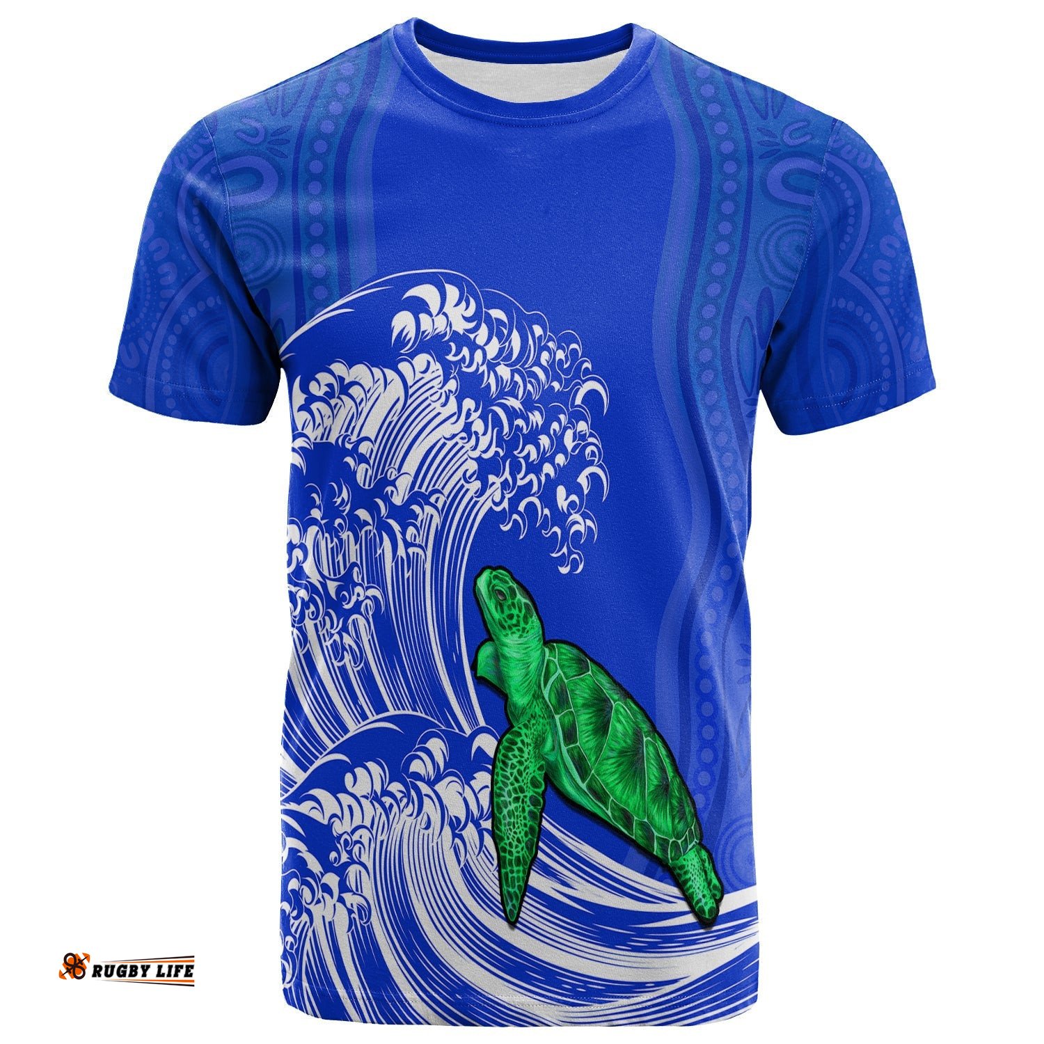 torres strait islands t shirt the dhari mix aboriginal turtle version blue