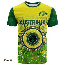custom text and number australia cricket t shirt aboriginal national color champion