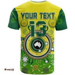 custom text and number australia cricket t shirt aboriginal national color champion