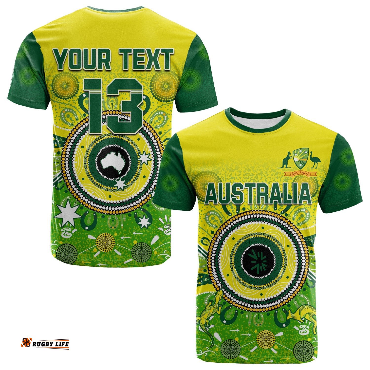 custom text and number australia cricket t shirt aboriginal national color champion