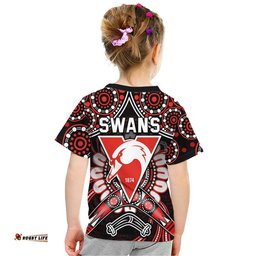 swans football t shirt boomerang indigenous dots