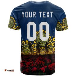 north queensland cowboys t shirt personalized aboriginal rugby anzac day poppy with soldiers nrl 0Amazing Aussie