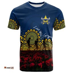 north queensland cowboys t shirt personalized aboriginal rugby anzac day poppy with soldiers nrl 0Amazing Aussie