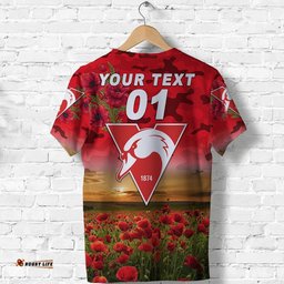 custom personalised sydney swans anzac t shirt poppy vibes