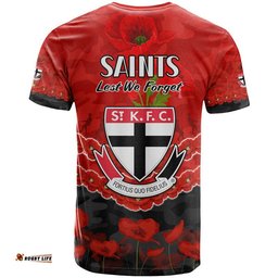 st kilda saints football anzac t shirt lest we forget