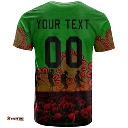 south sydney rabbitohs t shirt personalized aboriginal rugby anzac day poppy with soldiers nrl 0