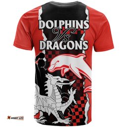 nrl combine dolphins and dragons t shirt sporty style