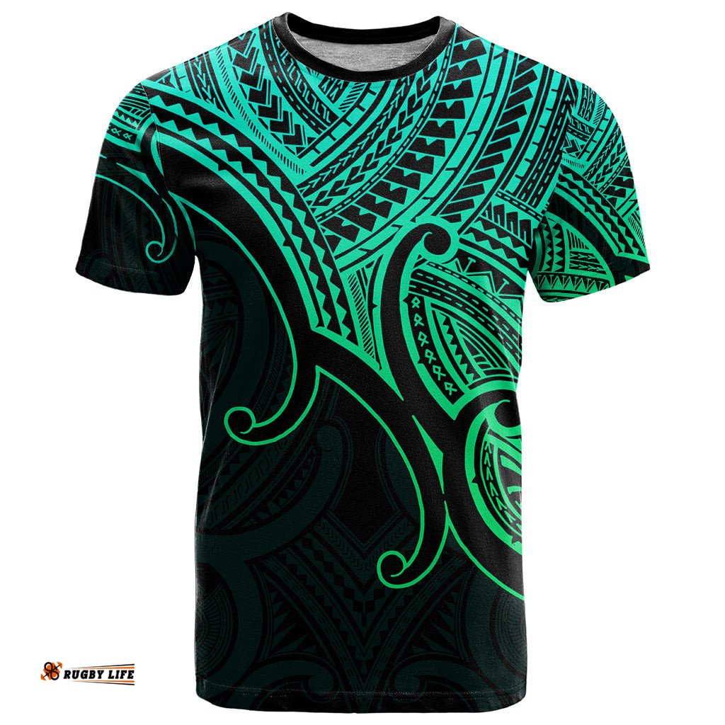 custom aotearoa maori koru t shirt polynesian pacific tribal green