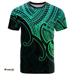 custom aotearoa maori koru t shirt polynesian pacific tribal green