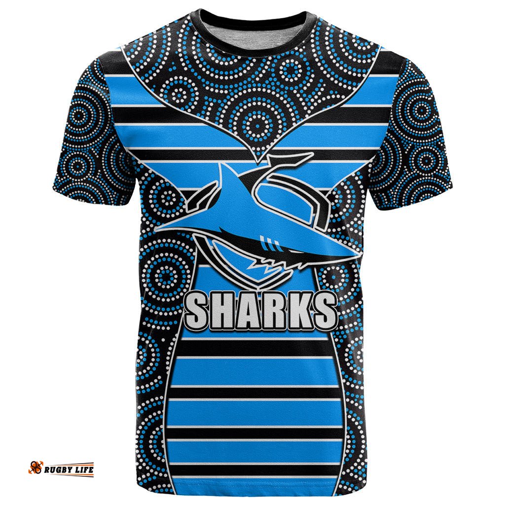 nrl sharks t shirt mix dot aboriginal