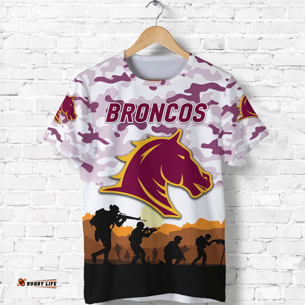 brisbane broncos anzac 2022 t shirt simple style white