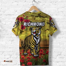 richmond tigers anzac t shirt poppy vibes yellow