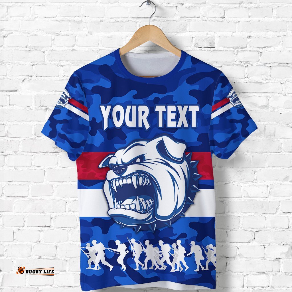 custom personalised western bulldogs t shirt anzac vibes