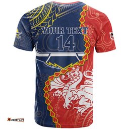custom dragons and cowboys rugby t shirt aboriginal mix polynesian pattern