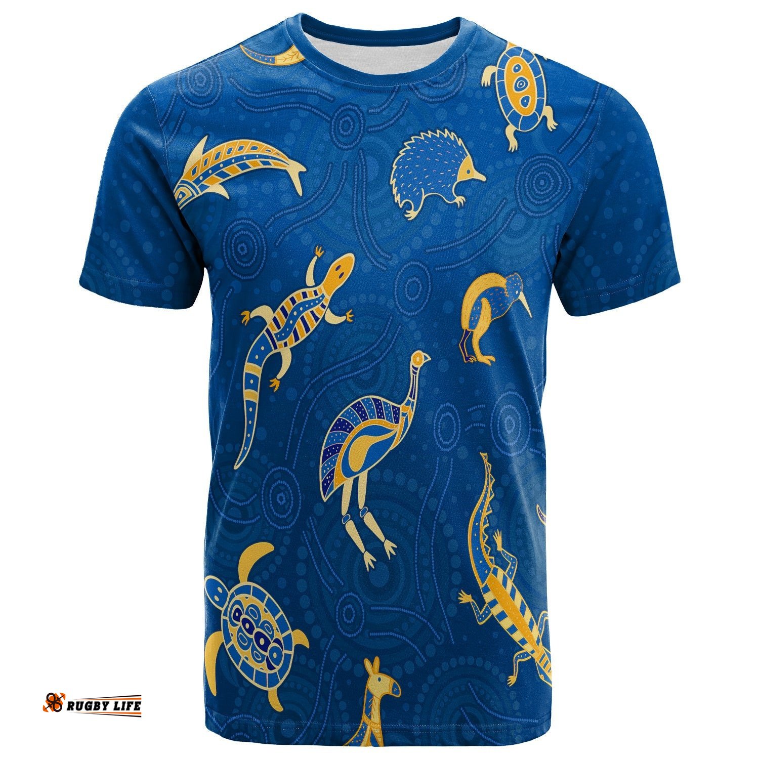 aboriginal art t shirt animals australia version blue