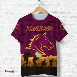brisbane broncos anzac 2022 t shirt simple style maroon