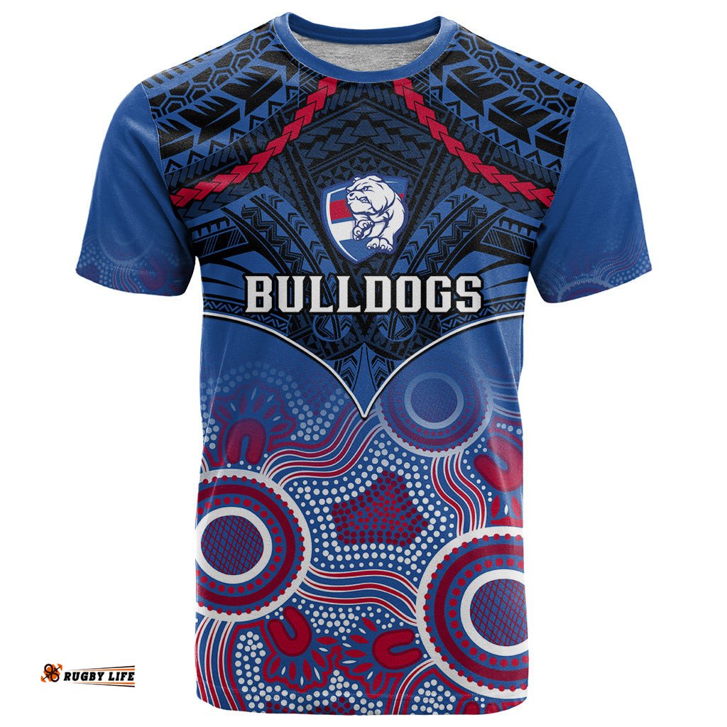 bulldogs football t shirt doggies aboriginal mix polynesian pattern