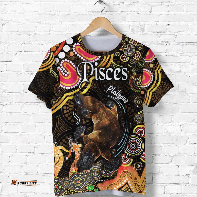 australian astrology t shirt pisces platypus zodiac aboriginal vibes gold