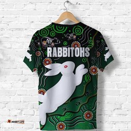 custom personalised rabbitohs t shirt simple indigenous