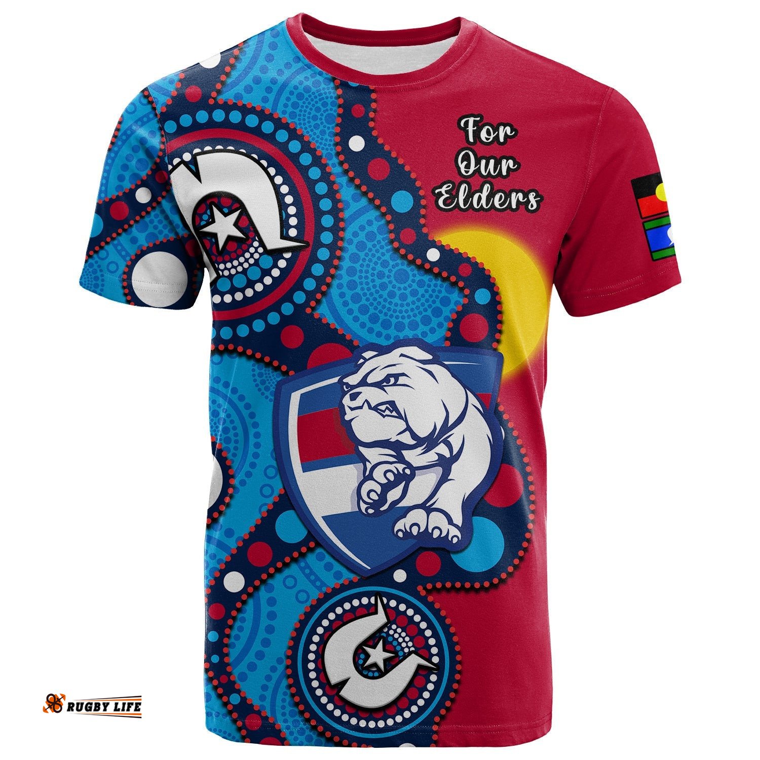 custom text and number western bulldogs football naidoc 2023 t shirt indigenous for our elders