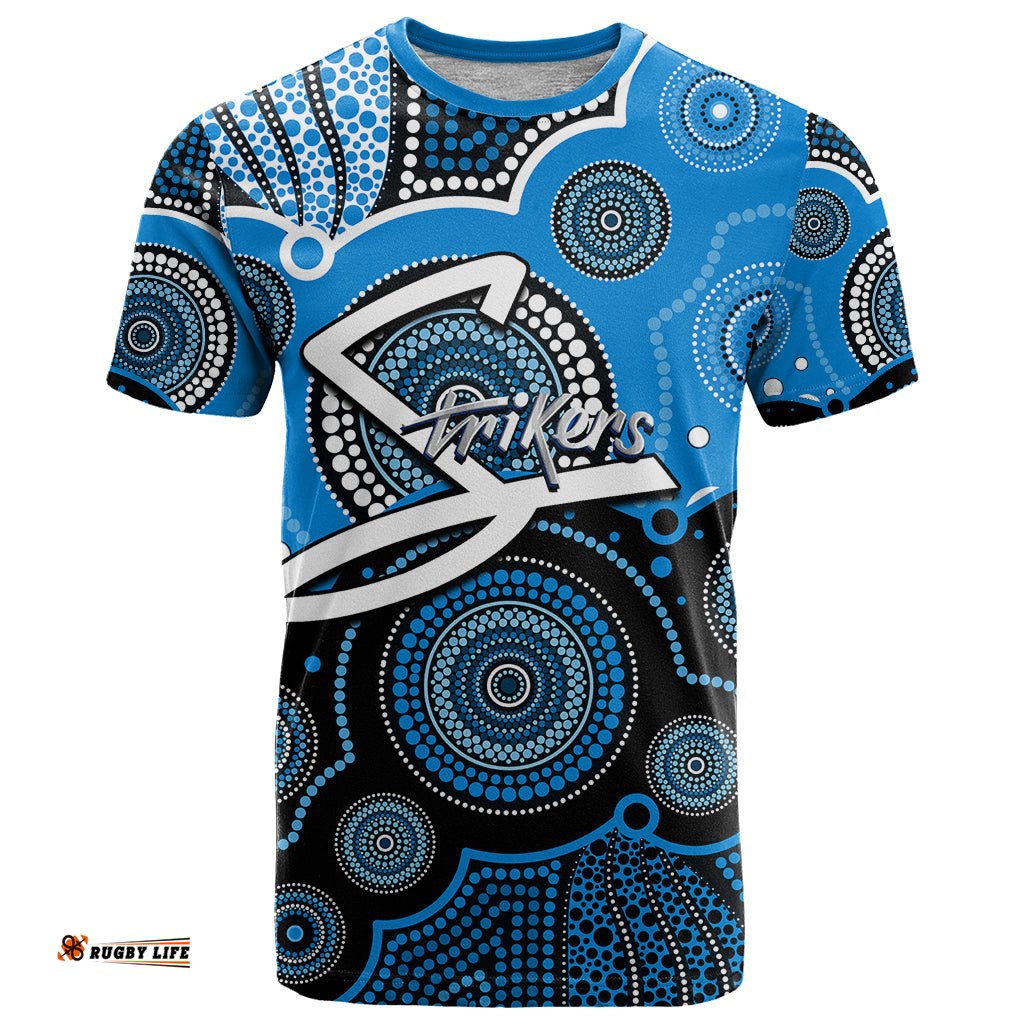 custom text and number strikers bbl t shirt aboriginal patterns