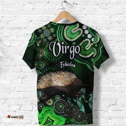 australian astrology t shirt virgo echidna zodiac aboriginal vibes green