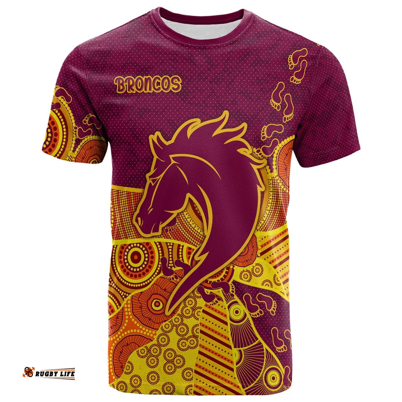 broncos rugby t shirt custom indigenous broncos footprints ver02 t shirt rlt13