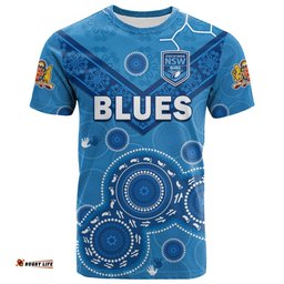 custom text and number nsw blues rugby t shirt new south wales aboriginal dot painting unique version