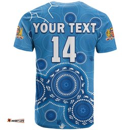 custom text and number nsw blues rugby t shirt new south wales aboriginal dot painting unique version