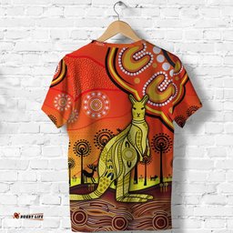 aboriginal art kangaroo t shirt indigenous unique vibes orange