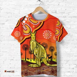 aboriginal art kangaroo t shirt indigenous unique vibes orange