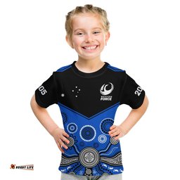 custom text and number western force super rugby 2023 t shirt est 2005 indigenous art