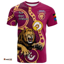 custom text and number brisbane lions football naidoc 2023 t shirt for our elders indigenous art