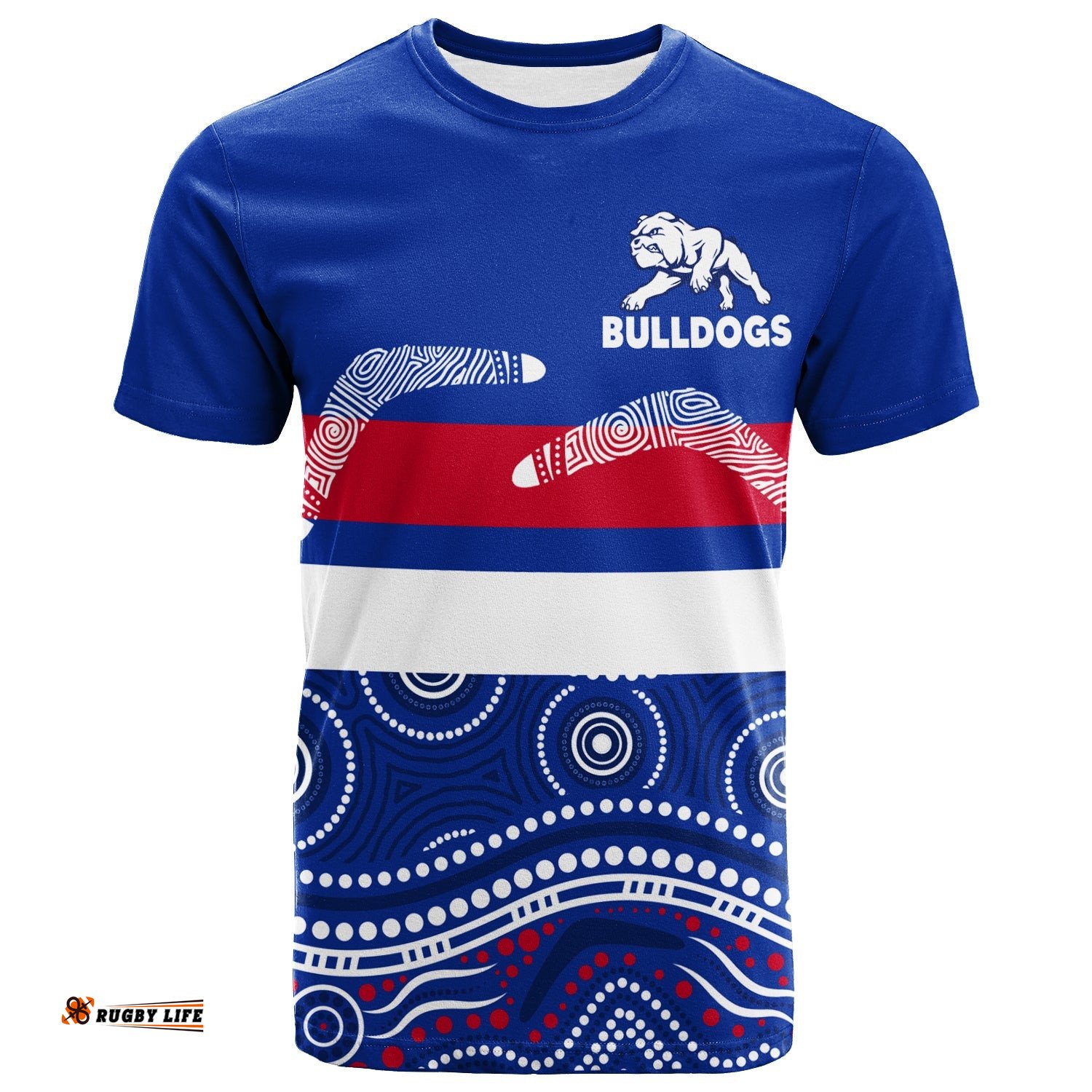 western bulldogs t shirt aboriginal dot painting