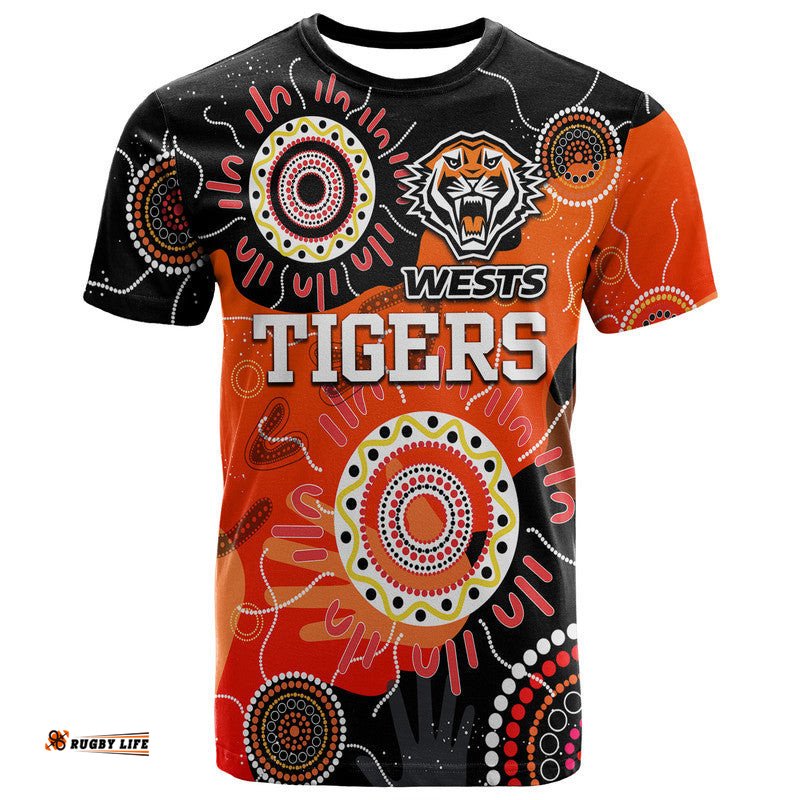 custom text and number wests tigers indigenous aboriginal rugby t shirt