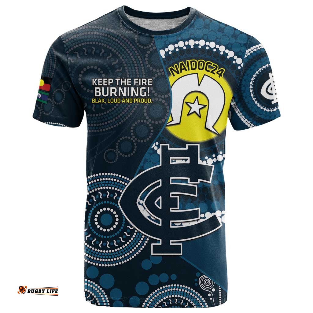 custom afl carlton naidoc week t shirt keep the fire burning indigenous art