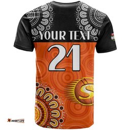 custom personalised perth scorchers cricket t shirt aboriginal double boomerang