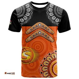 custom personalised perth scorchers cricket t shirt aboriginal double boomerang