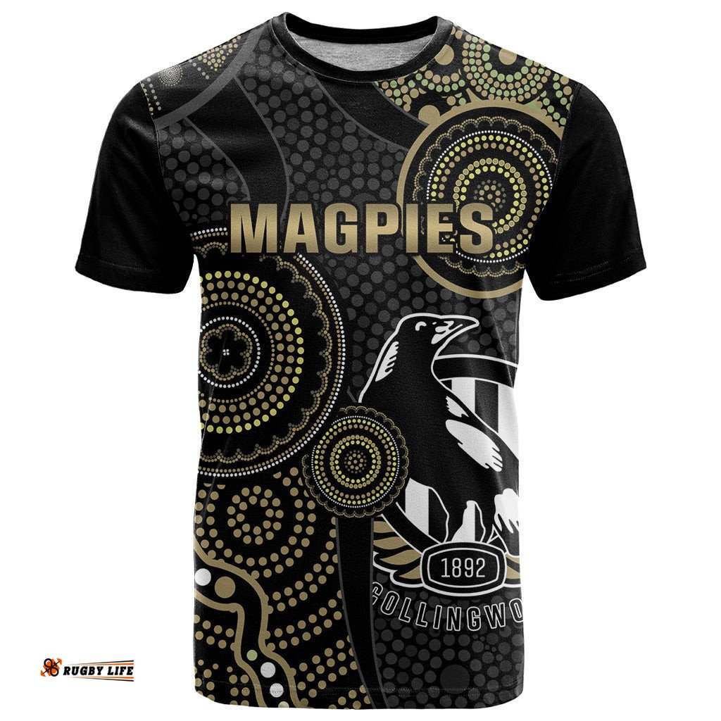 custom afl collingwood t shirt indigenous magpies dynamic version