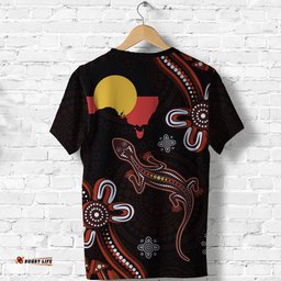 aboriginal dot t shirt lizard and aboriginal flag
