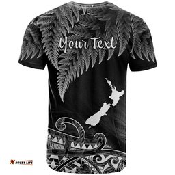 custom personalised new zealand silver fern t shirt aotearoa map maori