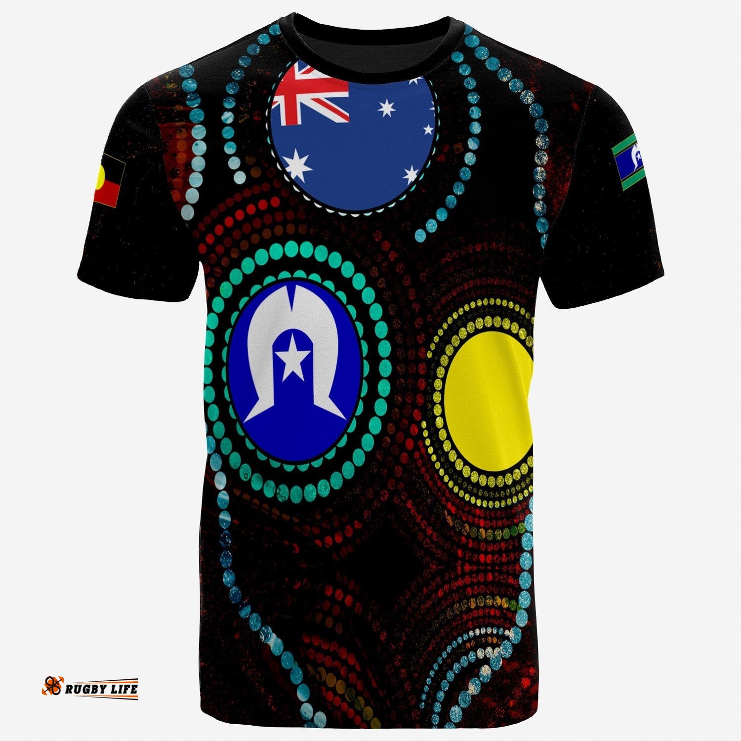 1tsaustralia aboriginal t shirt aboriginal dot patterns flag small