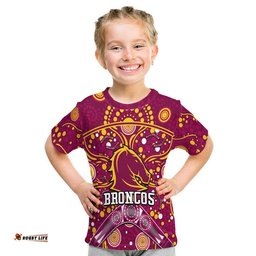 broncos rugby t shirt boomerang indigenous dots